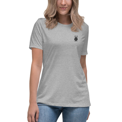 Classic Black Logo Embroidered Women's Relaxed T-Shirt