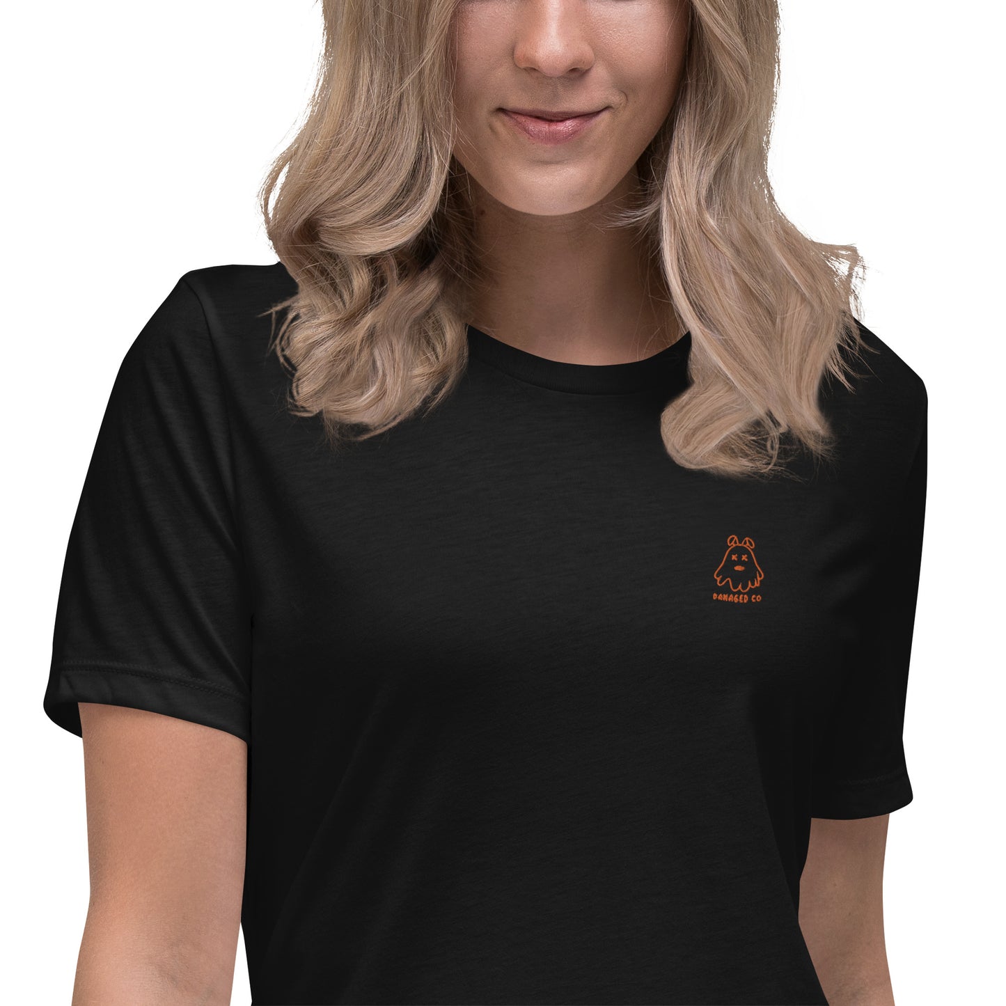 Ghost Bunny Embroidered Women's Relaxed T-Shirt