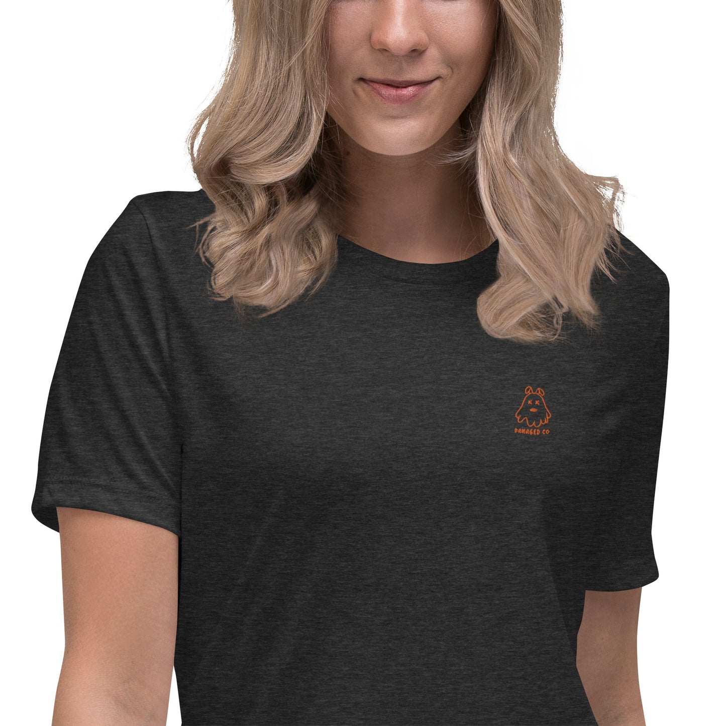 Ghost Bunny Embroidered Women's Relaxed T-Shirt