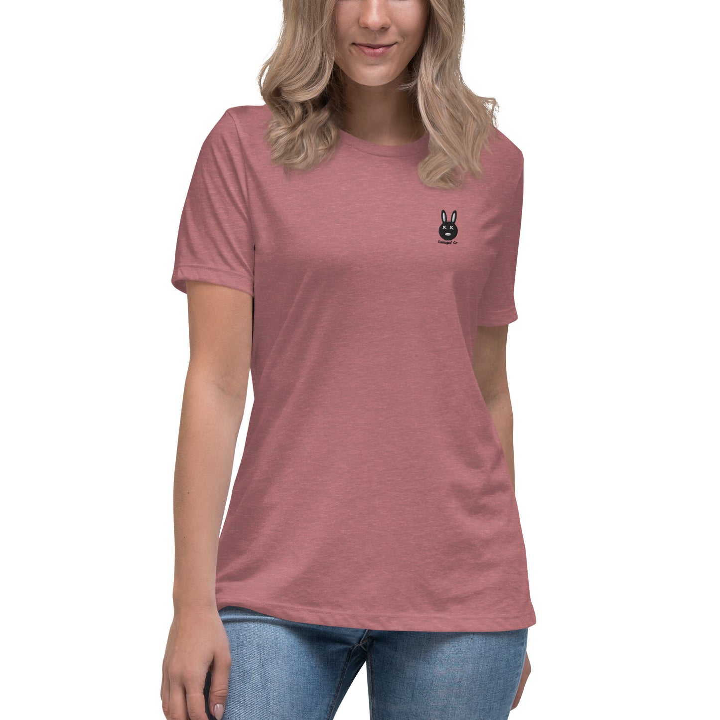 Classic Black Logo Embroidered Women's Relaxed T-Shirt