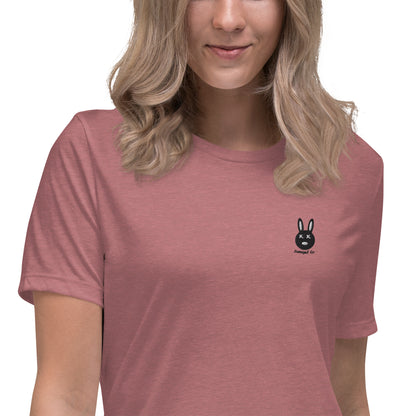 Classic Black Logo Embroidered Women's Relaxed T-Shirt