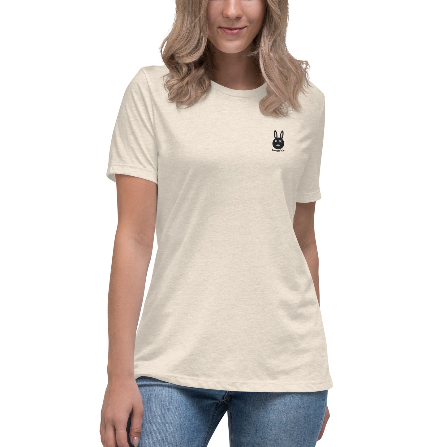 Classic Black Logo Embroidered Women's Relaxed T-Shirt