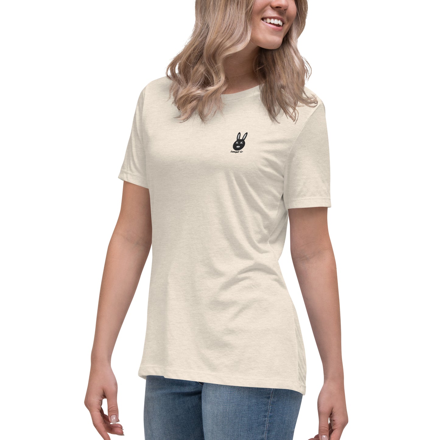 Classic Black Logo Embroidered Women's Relaxed T-Shirt