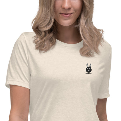 Classic Black Logo Embroidered Women's Relaxed T-Shirt