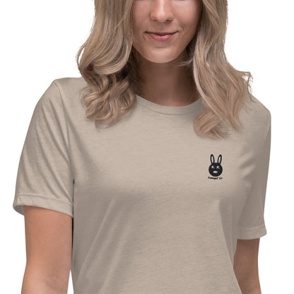 Classic Black Logo Embroidered Women's Relaxed T-Shirt