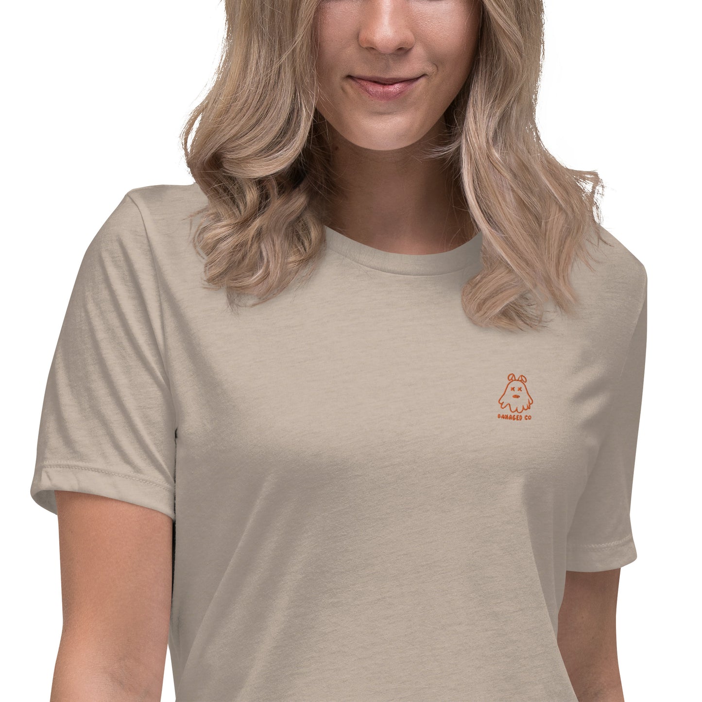 Ghost Bunny Embroidered Women's Relaxed T-Shirt