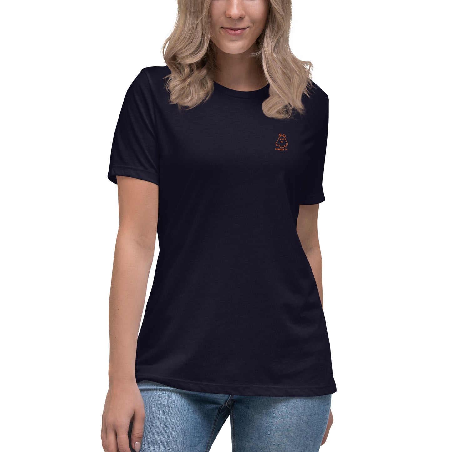 Ghost Bunny Embroidered Women's Relaxed T-Shirt