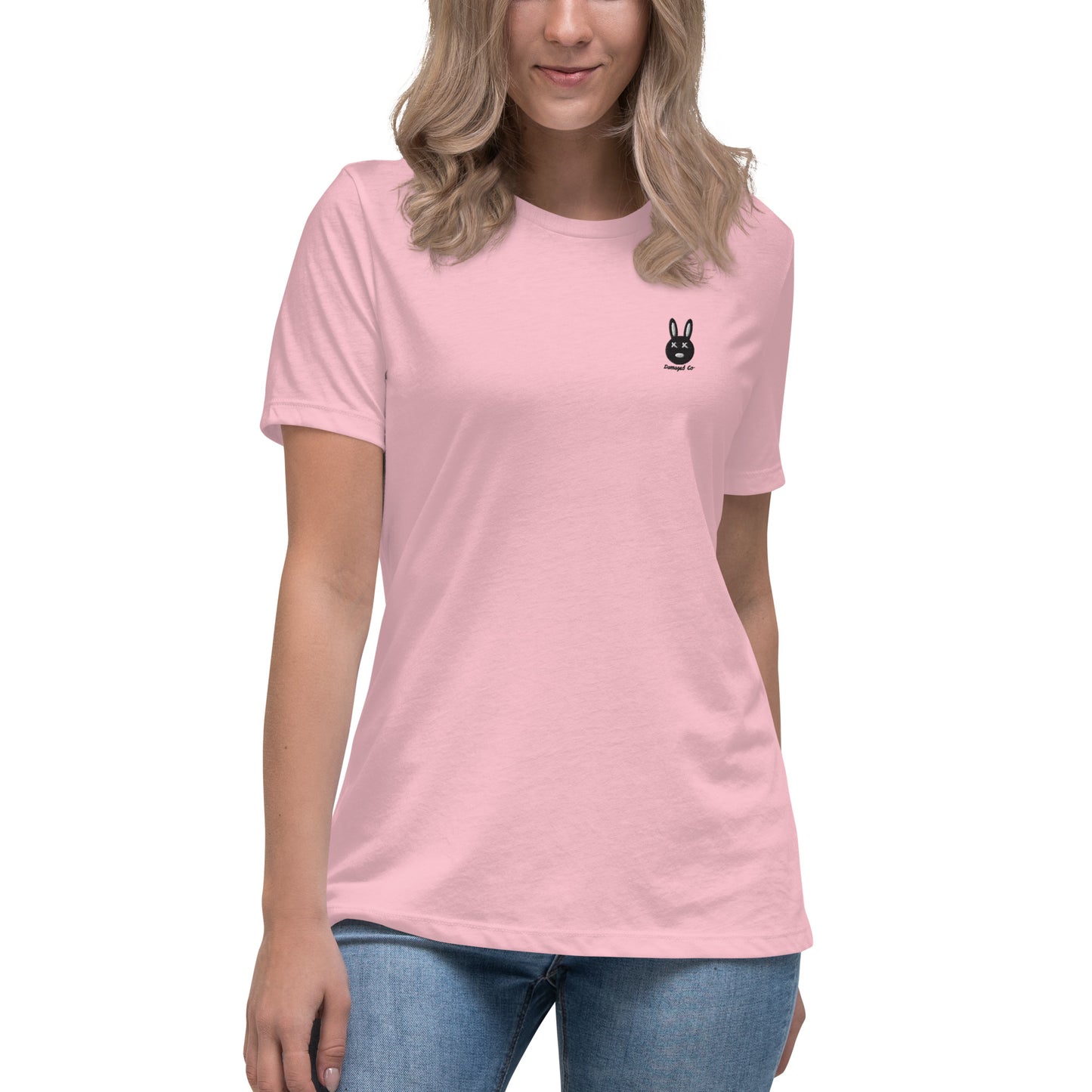 Classic Black Logo Embroidered Women's Relaxed T-Shirt