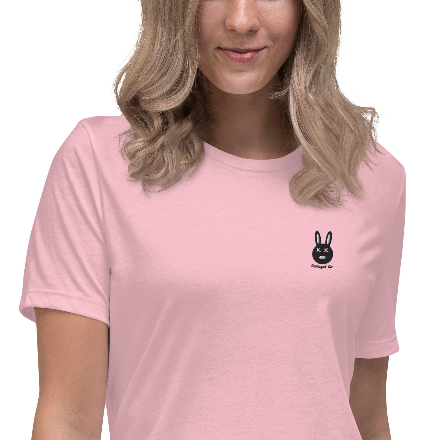 Classic Black Logo Embroidered Women's Relaxed T-Shirt