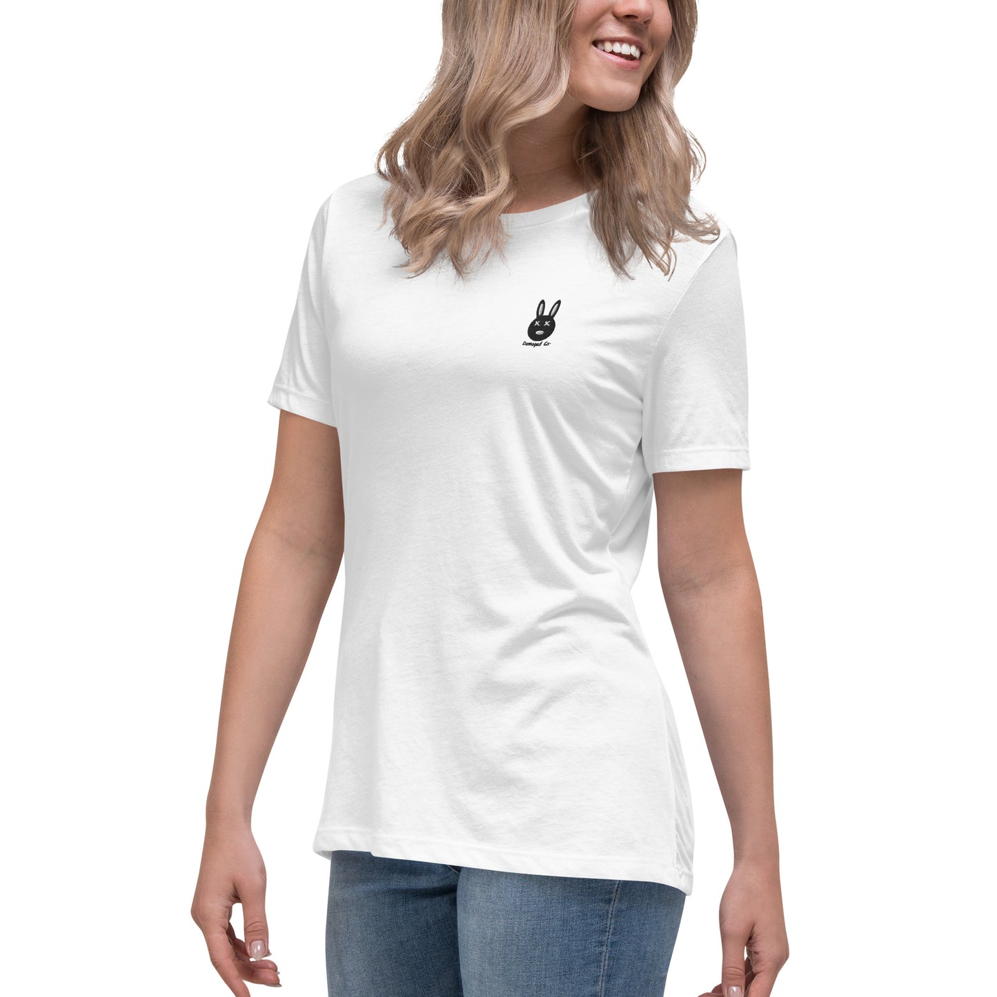 Classic Black Logo Embroidered Women's Relaxed T-Shirt